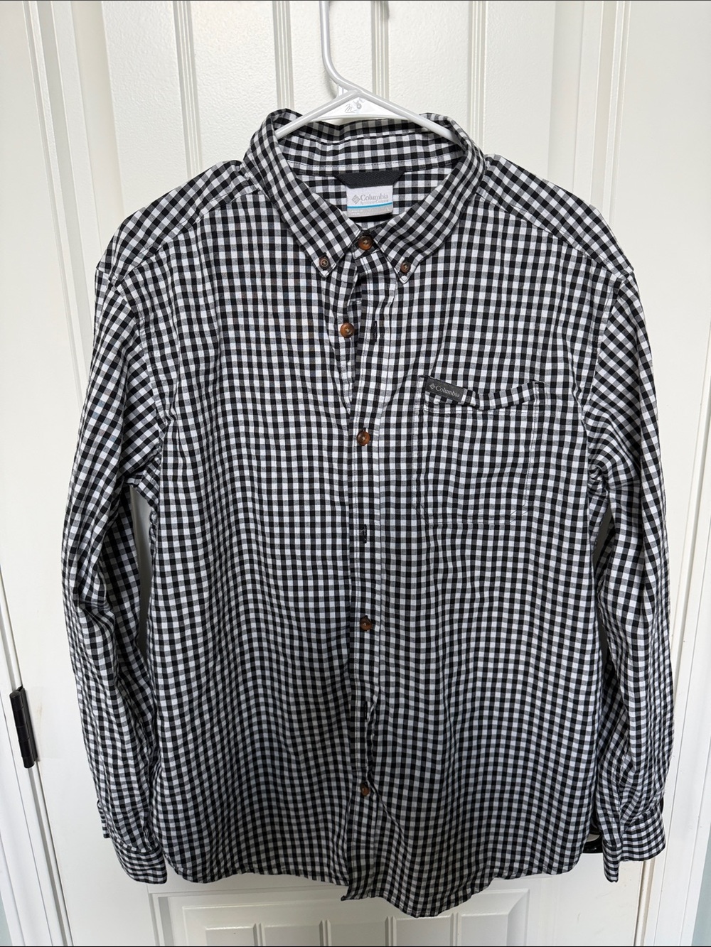 Columbia Black and White Gingham Button-Down Shirt